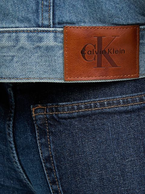 Calvin Klein Jeans kurtka jeansowa kolor niebieski przejściowa LV047B075G