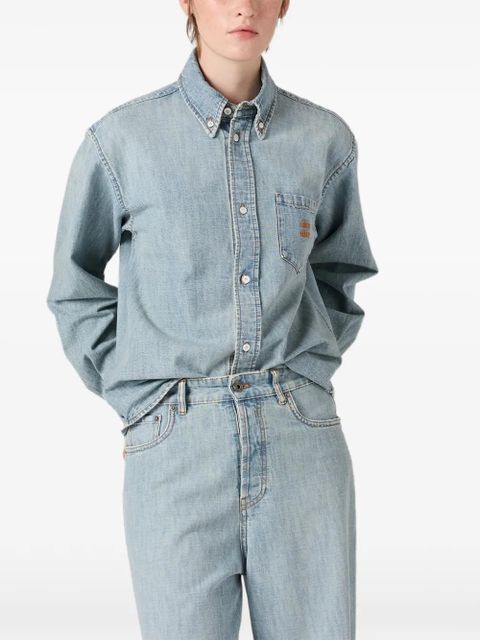 Miu Miu logo-embroidered shirt - Blue