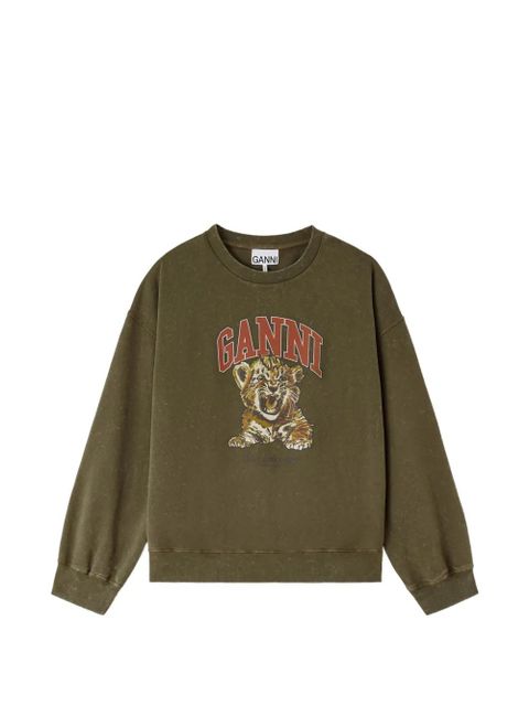 GANNI tiger-print sweatshirt - Green - zdjęcie produktu nr 2