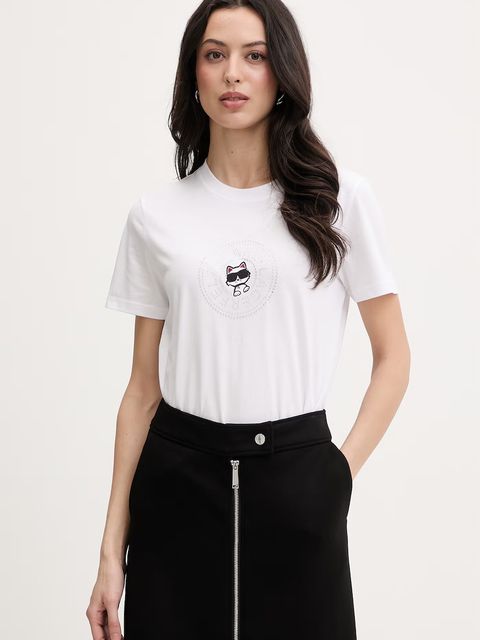Karl Lagerfeld t-shirt damski bawełniany IKON - zdjęcie produktu nr 2