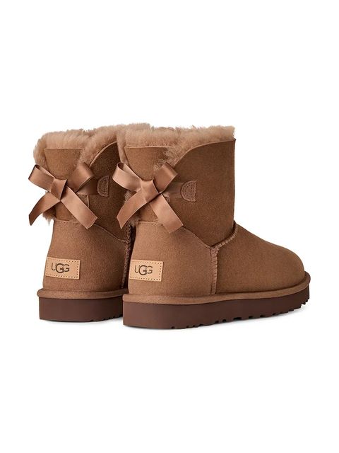 UGG śniegowce zamszowe Mini Bailey Bow II kolor brązowy 1016501.RYK