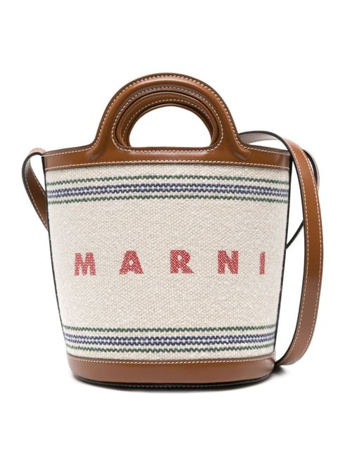 Marni Tropicalia canvas bucket bag - Neutrals
