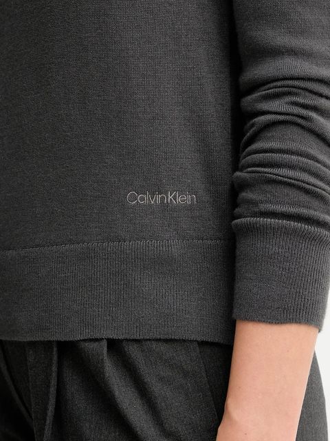 Calvin Klein sweter z dodatkiem wełny damski kolor szary lekki LV044D370G