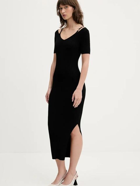 HUGO sukienka kolor czarny midi dopasowana 50538239 - zdjęcie produktu nr 1