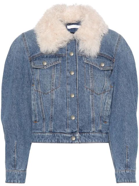 Chloé shearling-collar denim jacket - Blue - zdjęcie produktu nr 1