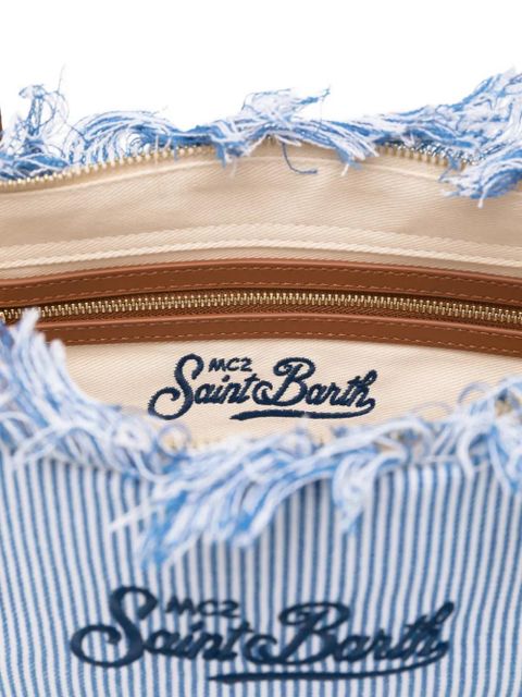 MC2 Saint Barth fringed-detail striped-pattern tote bag - Blue
