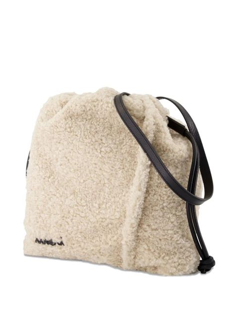 Marni faux-shearling drawstring crossbody bag - White - zdjęcie produktu nr 2