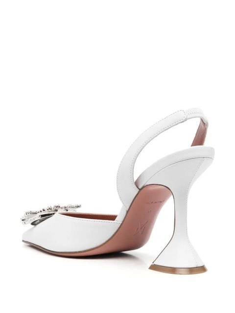 Amina Muaddi 95mm Begum metallic pumps - White