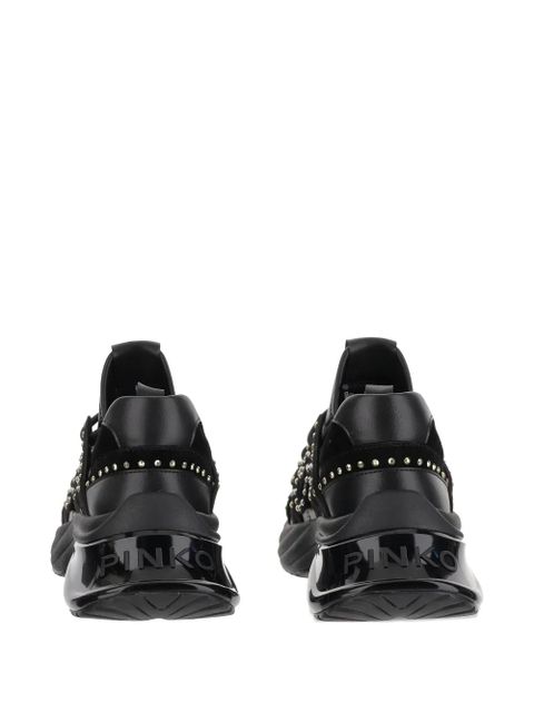 PINKO rhinestone-embellished lace-up sneakers - Black
