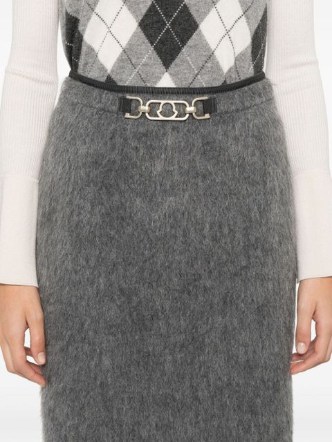 Moncler brushed-effect midi skirt - Grey