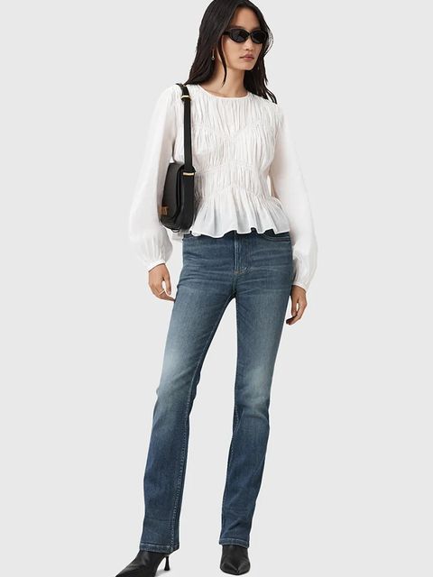 AllSaints jeansy HALDAN damskie medium waist W008ED