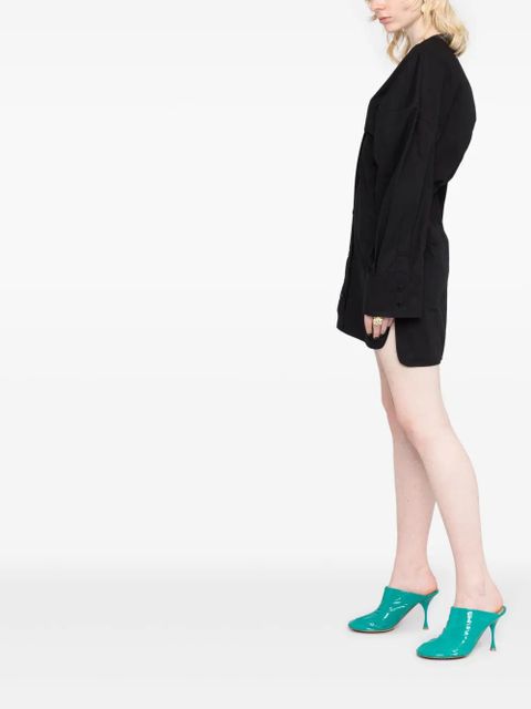 The Attico ruched-detail V-neck dress - Black