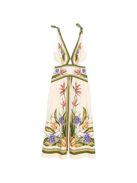 FARM Rio cut-out floral-print midi dress - Neutrals - zdjęcie produktu nr 1