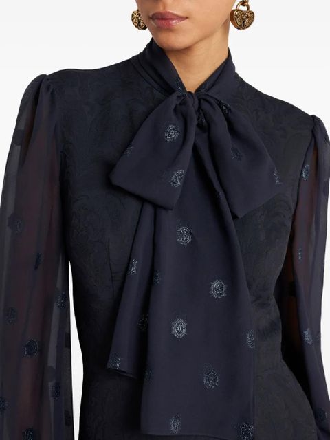 ETRO jacquard bow jumpsuit - Blue