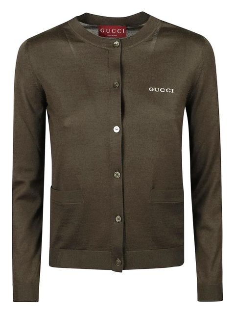 Gucci logo-intarsia button-up cardigan - Brown - zdjęcie produktu nr 1