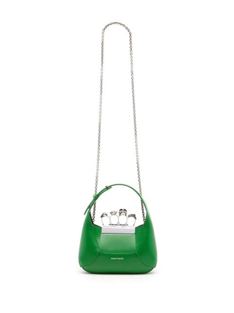 Alexander McQueen The Jewelled Hobo leather mini bag - Green