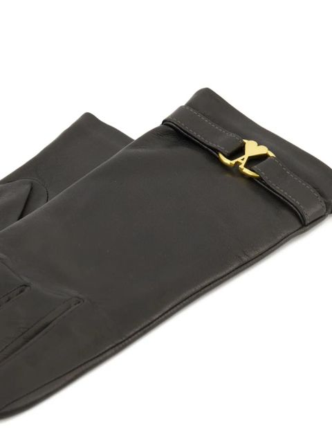 AMI Paris heart-buckle leather gloves - Black
