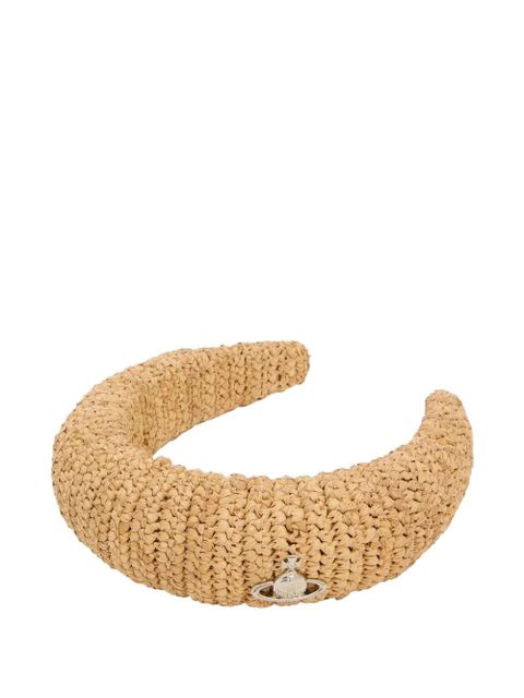 Vivienne Westwood Orb-plaque woven raffia headband - Neutrals - zdjęcie produktu nr 1
