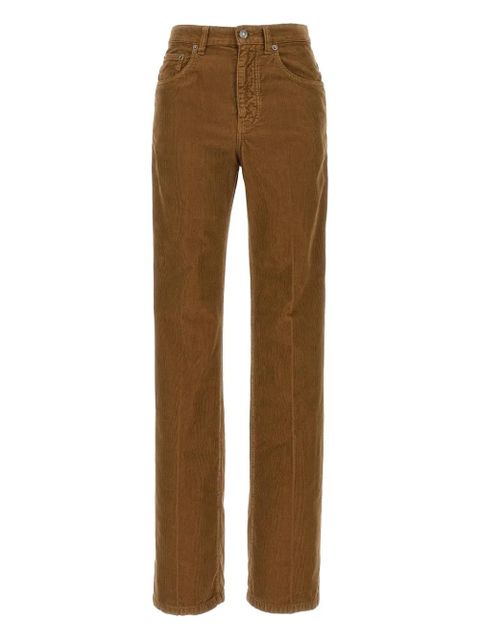 Saint Laurent pleat-detail corduroy trousers - Brown - zdjęcie produktu nr 1