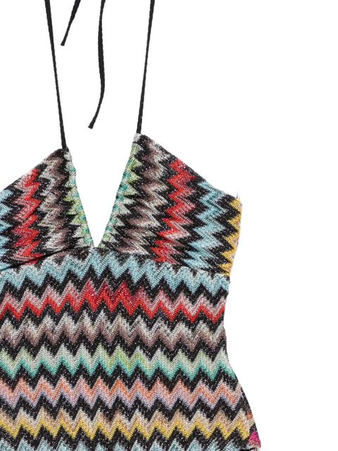 Missoni zigzag-knit halterneck swimsuit - Blue