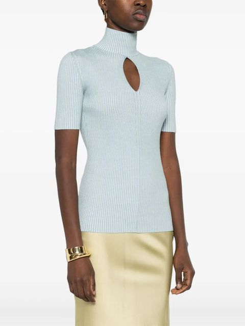 FENDI cut-out detail knitted top - Blue