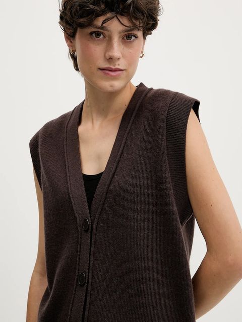 Sisley kamizelka z dodatkiem wełny damski kolor brązowy 1M9AL603B