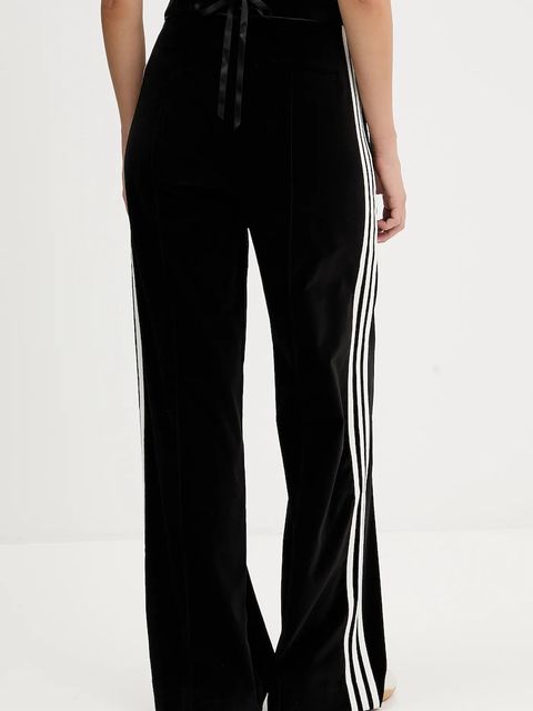 adidas Originals spodnie dresowe welurowe Velvet damskie kolor czarny szerokie high waist KF2304