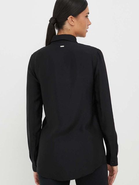 Armani Exchange koszula damska kolor czarny regular z kołnierzykiem klasycznym