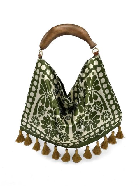 FARM Rio small jacquard-tassels floral-print tote bag - Green - zdjęcie produktu nr 2