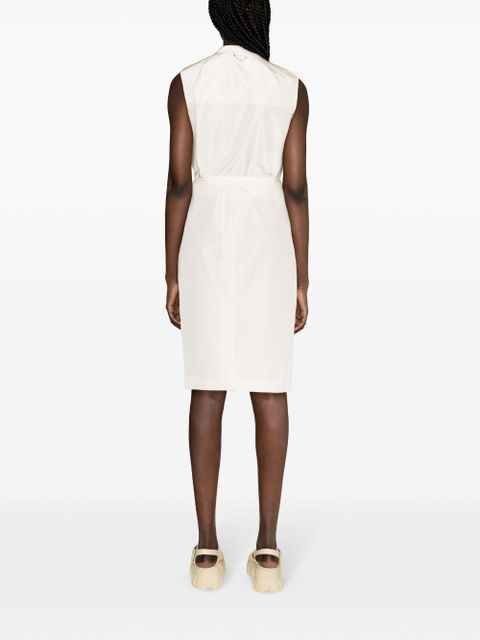Prada logo-buckle straight faille skirt - Neutrals