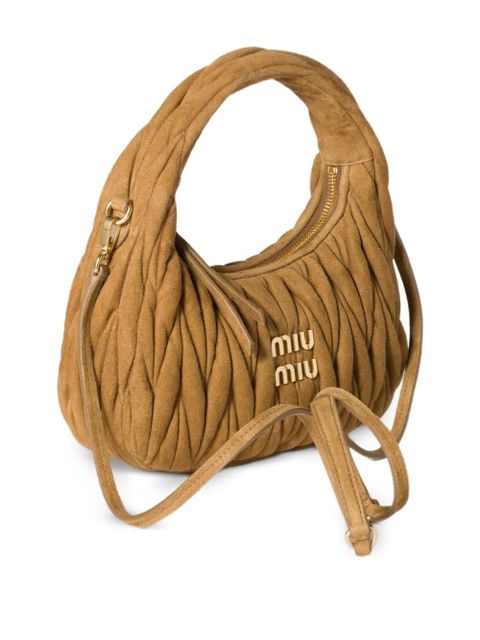 Miu Miu Wander matelassé suede shoulder bag - Brown - zdjęcie produktu nr 2