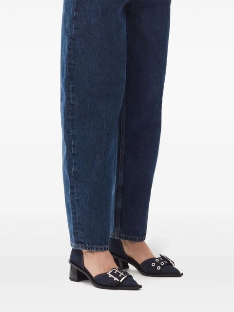 GANNI buckle-detail 50mm denim pumps - Blue