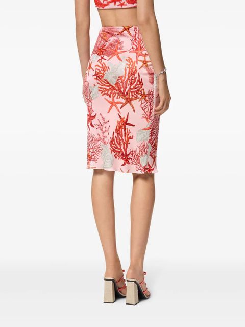 Versace Barocco Sea gathered midi skirt - Pink