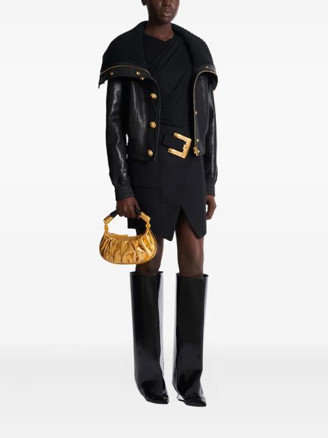 Balmain knit-collar button jacket - Black