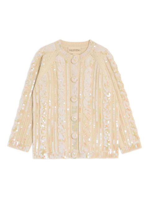 Valentino Garavani sequin embroidered wool cardigan - Neutrals - zdjęcie produktu nr 1