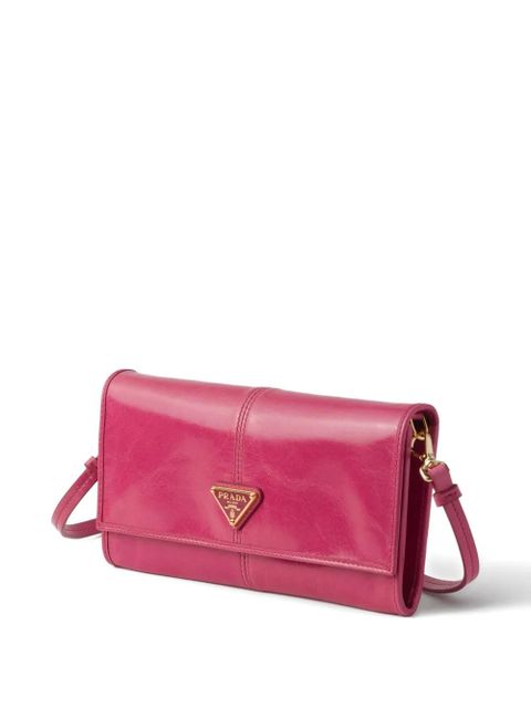 Prada leather wallet with shoulder strap - Pink