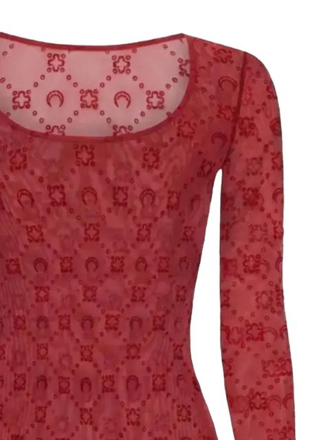 Marine Serre Moonogram mesh T-shirt - Red - zdjęcie produktu nr 2