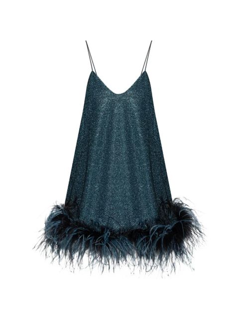 Oséree feather V-neck dress - Blue - zdjęcie produktu nr 1