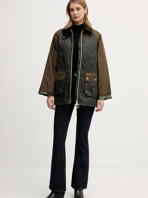 Barbour kurtka woskowana Kettlewell kolor zielony przejściowa oversize LWX1519