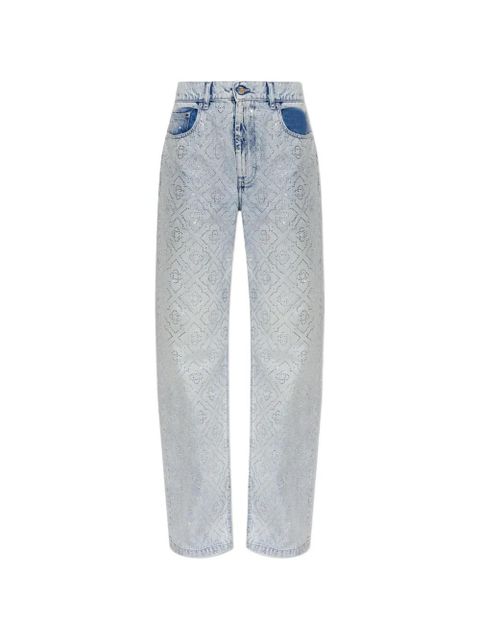 Casablanca crystal-embellished monogram jeans - Blue - zdjęcie produktu nr 1