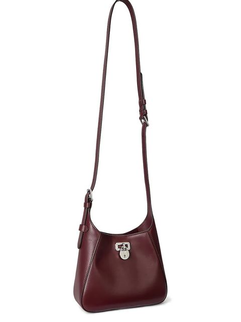 Lauren Ralph Lauren torebka skórzana kolor bordowy 431966750