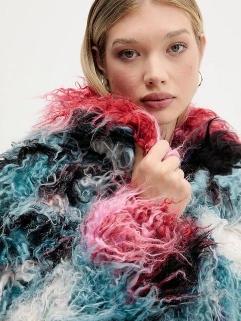 Desigual płaszcz CLOUD LACROIX kolor turkusowy 25WWEW02