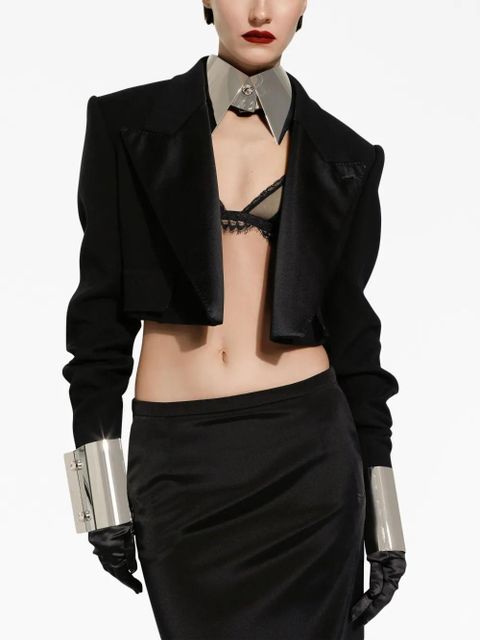 Dolce & Gabbana velvet-effect cropped blazer - Black