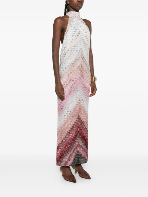 Missoni chevron highneck maxi dress - Pink