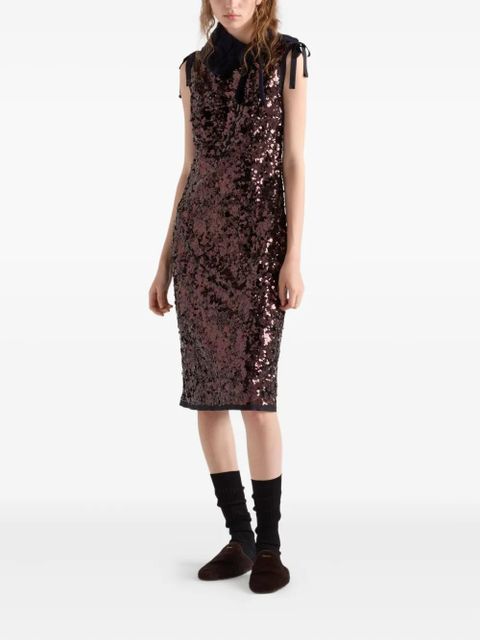 Prada sequin sleeveless midi dress - Brown