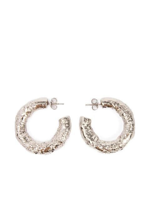 MM6 Maison Margiela tinfoil-textured hoop earrings - Silver - zdjęcie produktu nr 1