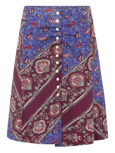 Rabanne paisley-print button-up skirt - V325 blue/burgundy - zdjęcie produktu nr 1