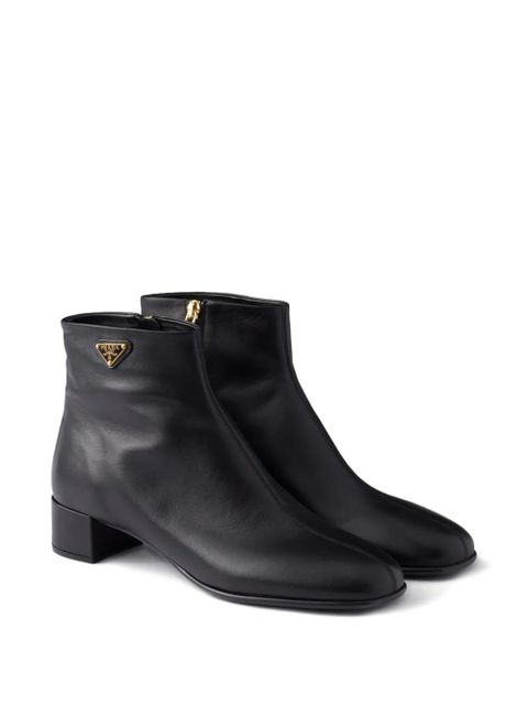 Prada triangle-logo zip ankle boots - Black - zdjęcie produktu nr 2
