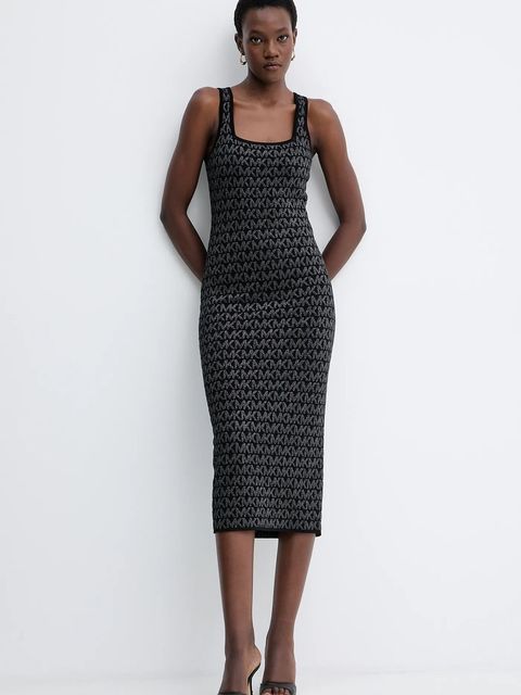 MICHAEL Michael Kors sukienka kolor czarny midi dopasowana MF5838CK0K