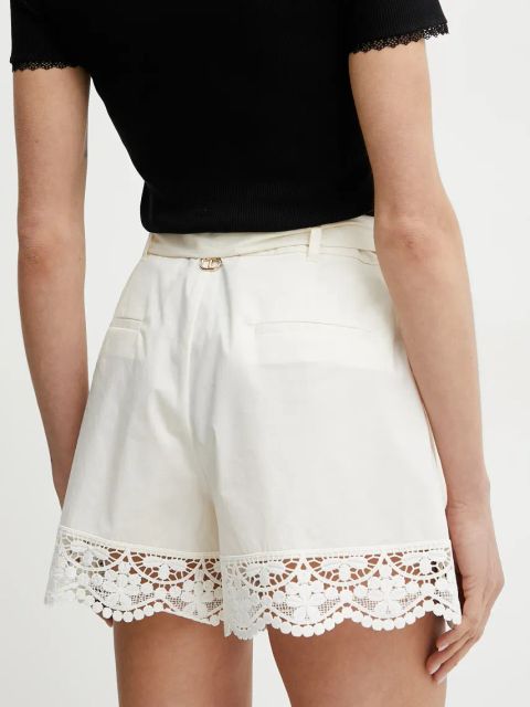 Twinset szorty damskie kolor beżowy gładkie high waist 251TT2096